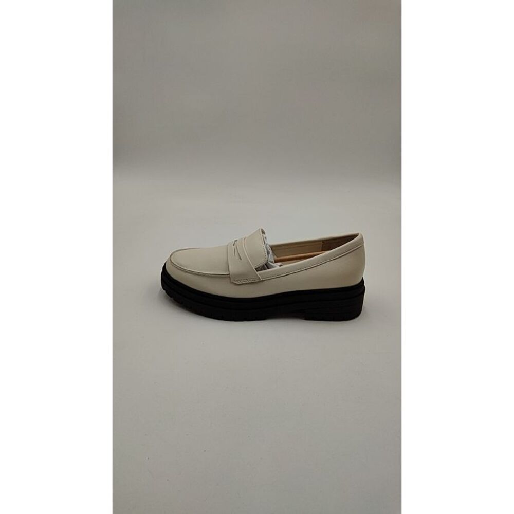 Quince Cream Platform Penny Loafers with Black Sole